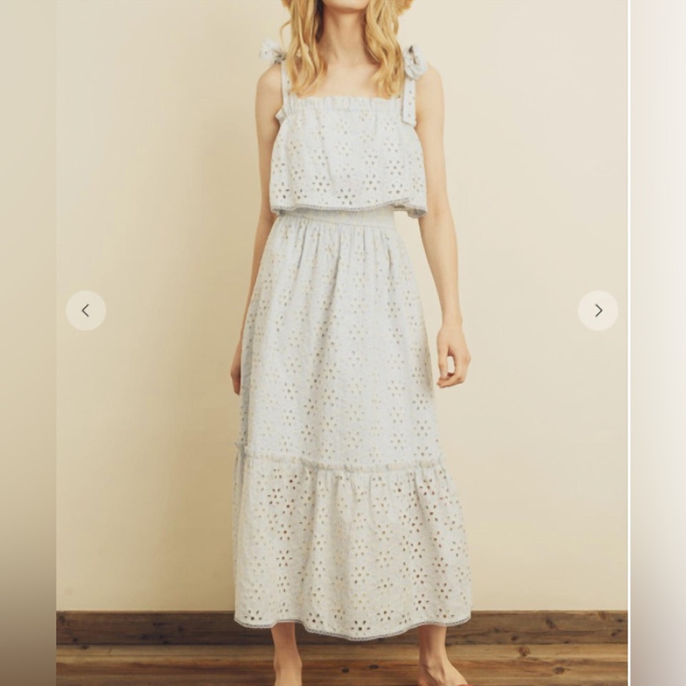 Beach Bliss Eyelet Midi Dress in Ice Blue - NWT
